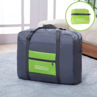 Bolso plegable verde de viaje con bolsillo