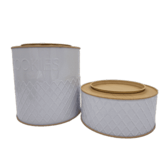 Set Lata Cookies alta y baja, blanca. 18x18 y 18x8