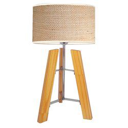Lámpara de mesa trípode Nórdica arpillera